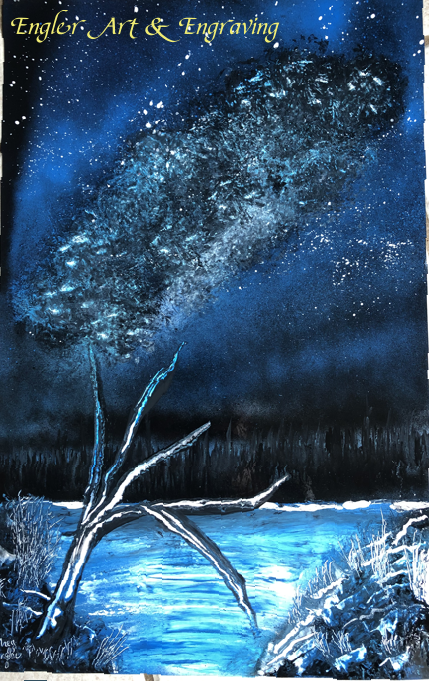 Blue Galaxy Spray Paint Art