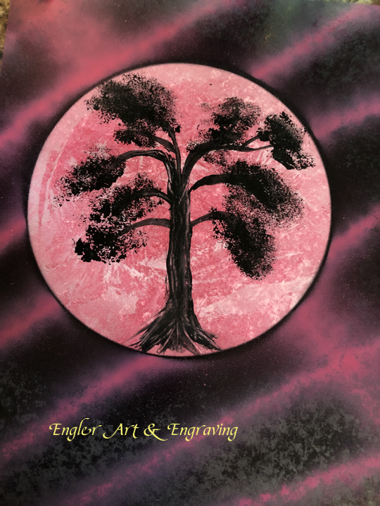Pink Tree Spray Paint Art