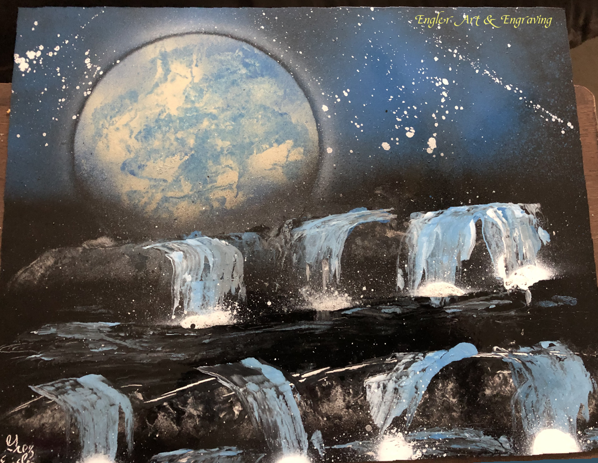 Waterfall Spray Paint Art