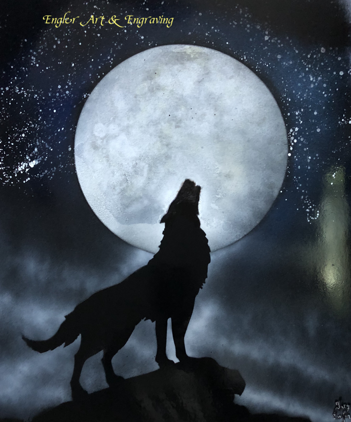 Wolf Howling at the moon Spray Paint Art