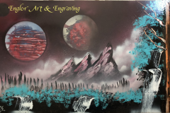 Moon and Mountaints Spray Paint Art