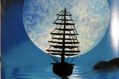 Moonlight Sailboat Spray Paint Art