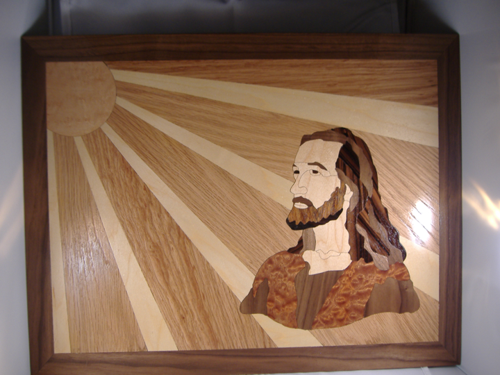 Jesus in sunlight Marquetry